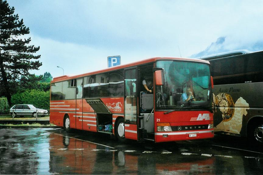 (109'819) - AFA Adelboden - Nr. 21/BE 26'707 - Setra (ex Nr. 7) am 1. August 2008 beim Bahnhof Interlaken West