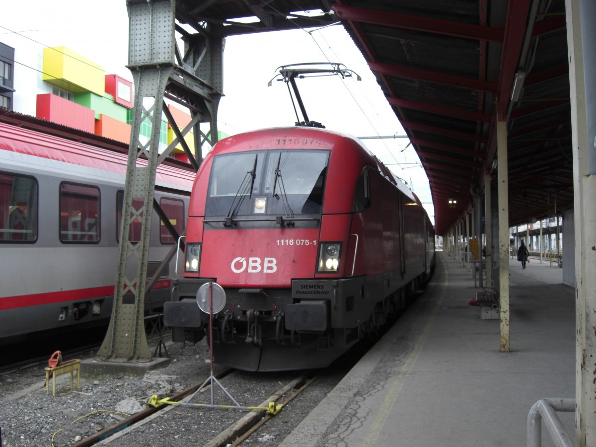 1116 075-3 am 28. Januar 2007 im Salzburger Hauptbahnhof.