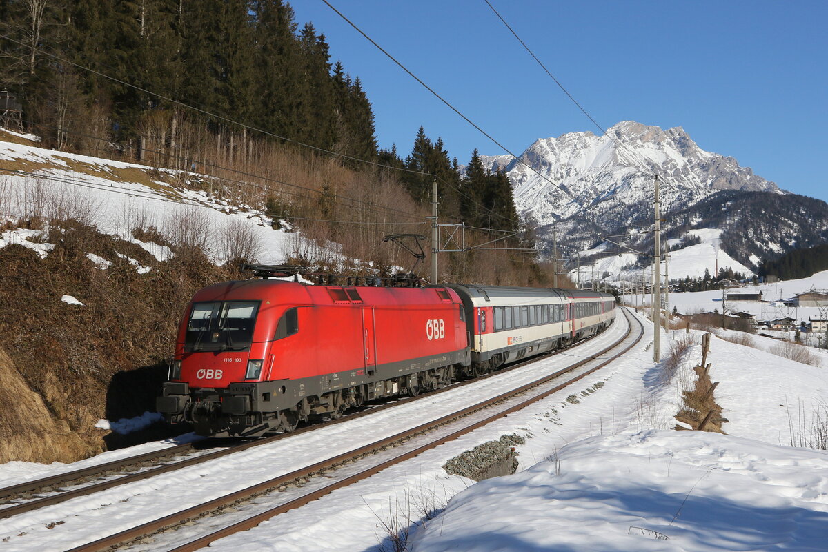 1116 103 mit einem  EC  am 15. Februar 2023 bei Pfaffenschwend.