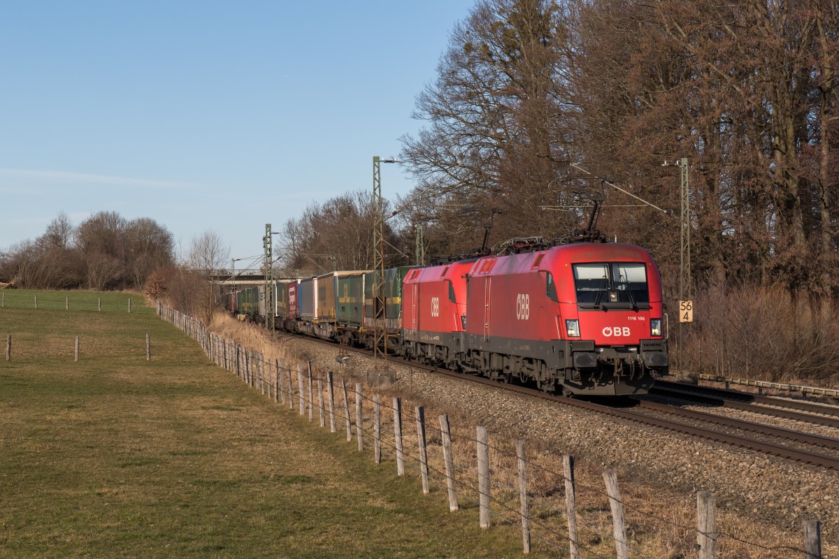 1116 106-6 und 1116 272-4 am 12. Februar 2016 bei Vogl.