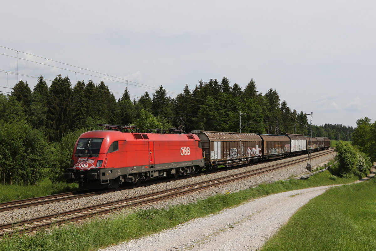 1116 1119 mit einem kurzen Gterzug am 2. Mai 2020 bei Grabensttt.