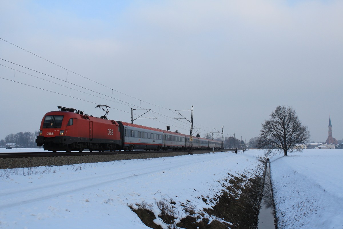 1116 115-7 diesmal in winterlicher Landschaft am 26. Januar 2013 bei bersee.