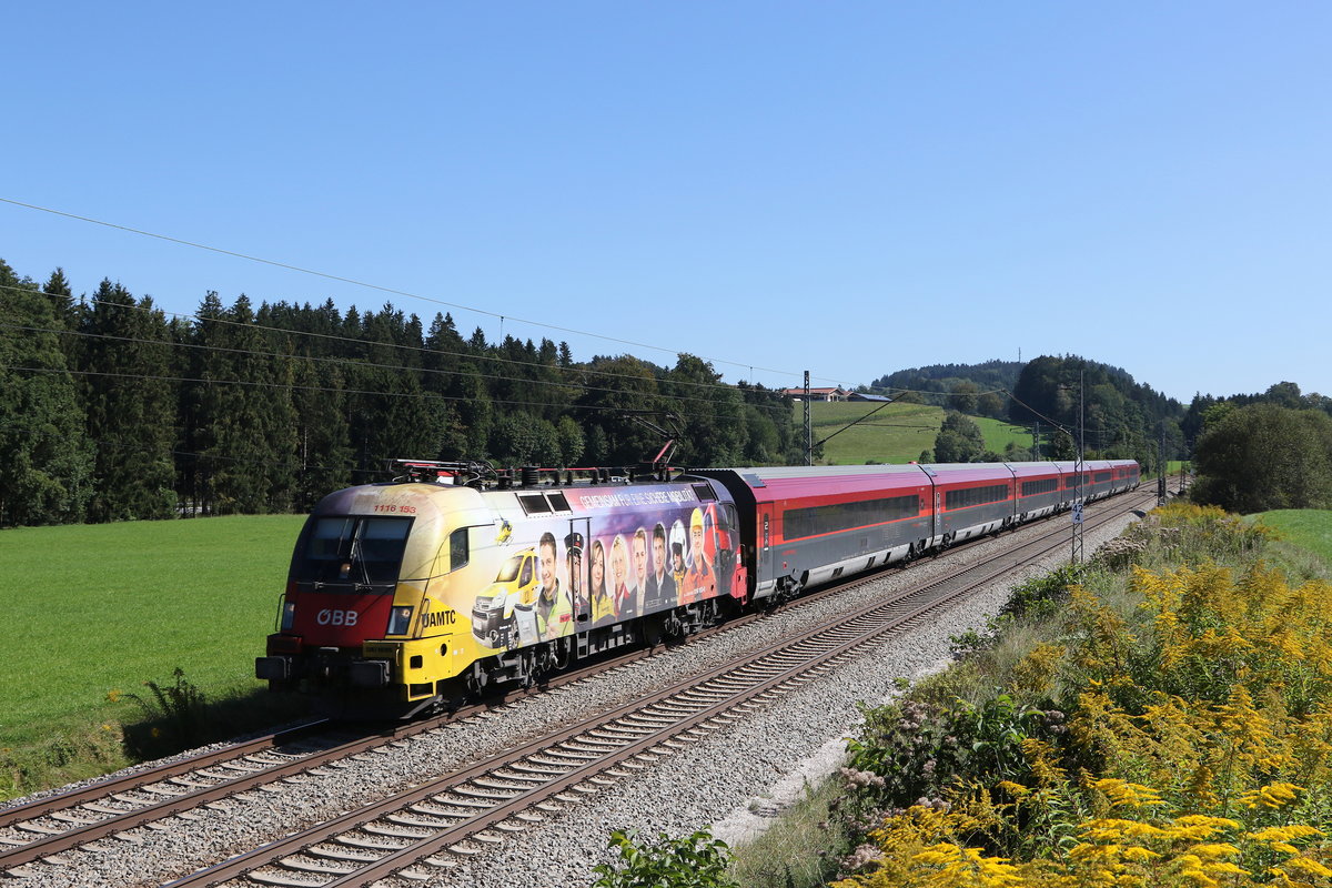 1116 153  AMTC  mit einem Railjet aus Salzburg kommend am 9. September 2020 bei Grabensttt.