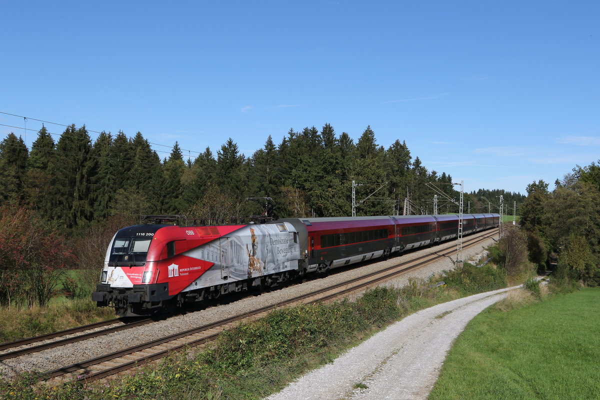 1116 200  Demokratie in Bewegung  auf dem Weg nach Innsbruck am 8. Oktober 2020 bei Grabensttt im Chiemgau.