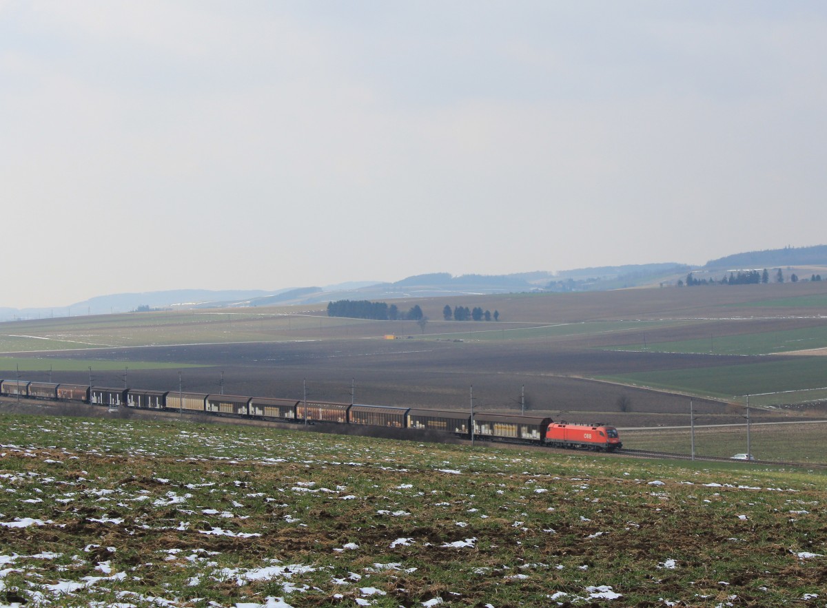 1116 254-4 mit einem Gterzug am 16. Mrz 2013 bei Neulengbach.