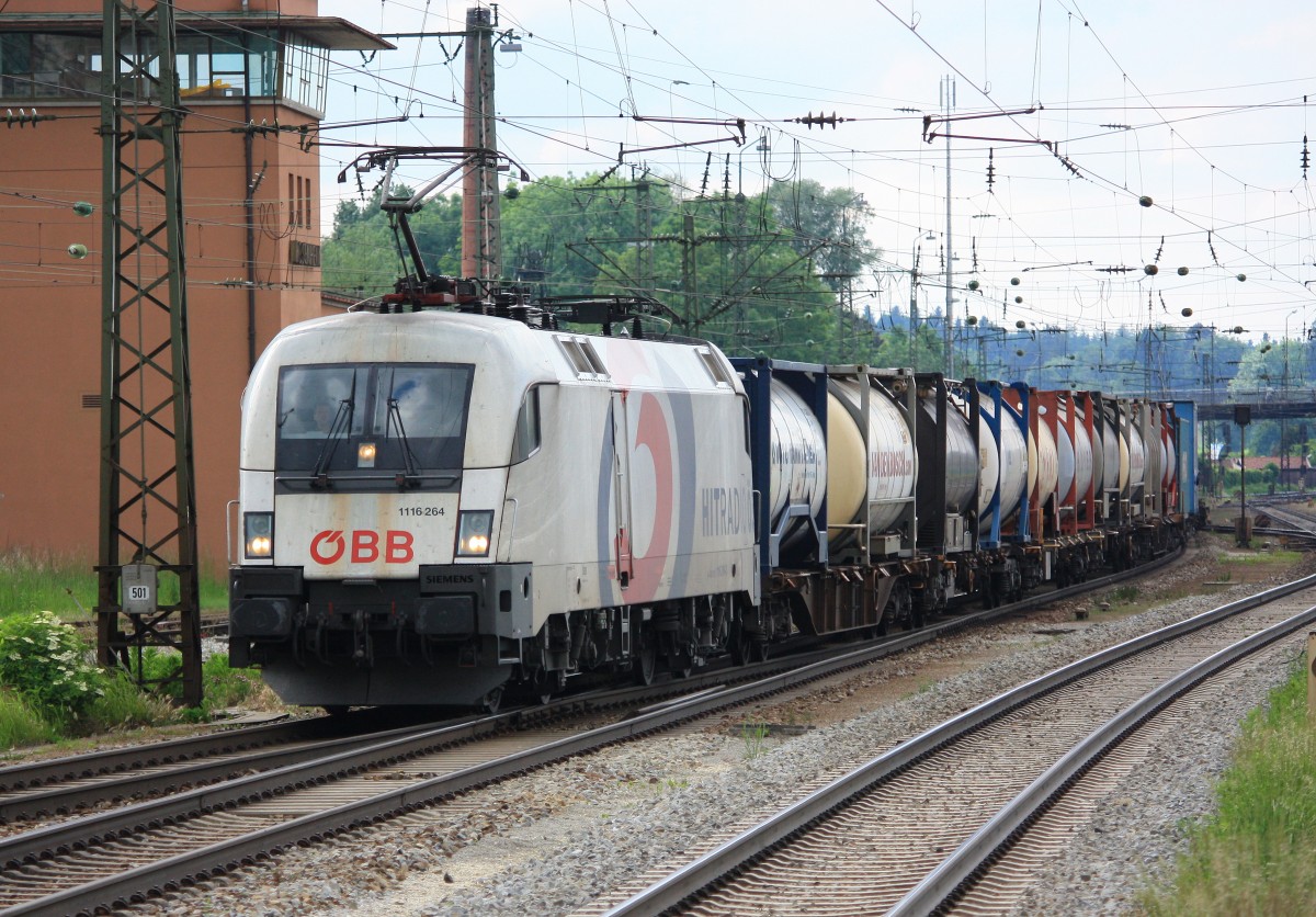 1116 264  Ö3 Hitradio  am 24. Mai 2014 bei der Einfahrt in den Bahnhof von Rosenheim.