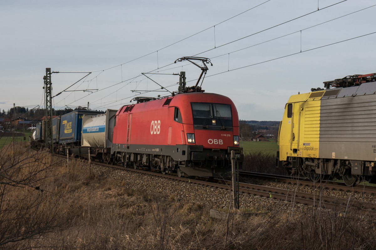 1116 276-7 am 11. Dezember 2015 bei Bernau am Chiemsee.