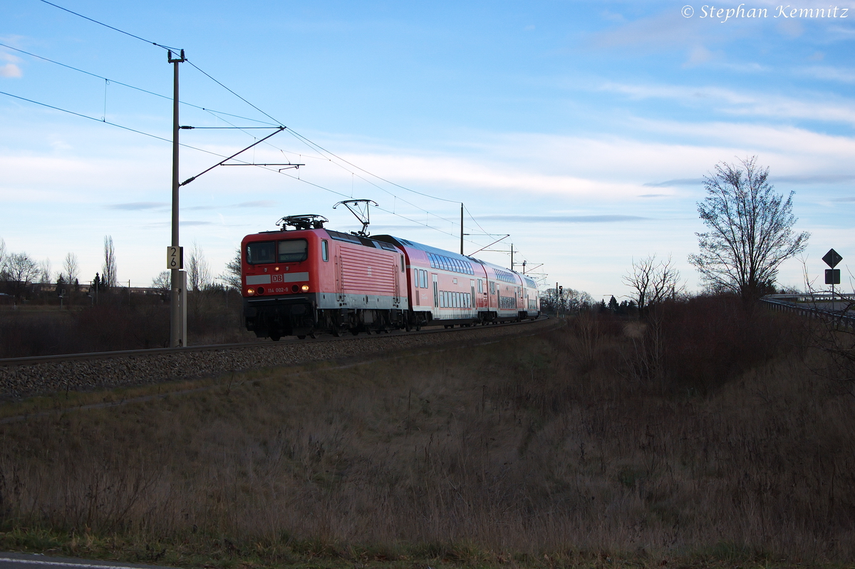 114 002-9 mit der RB29 (RB 17568) von Stendal nach Salzwedel in Stendal(Wahrburg). 27.12.2013