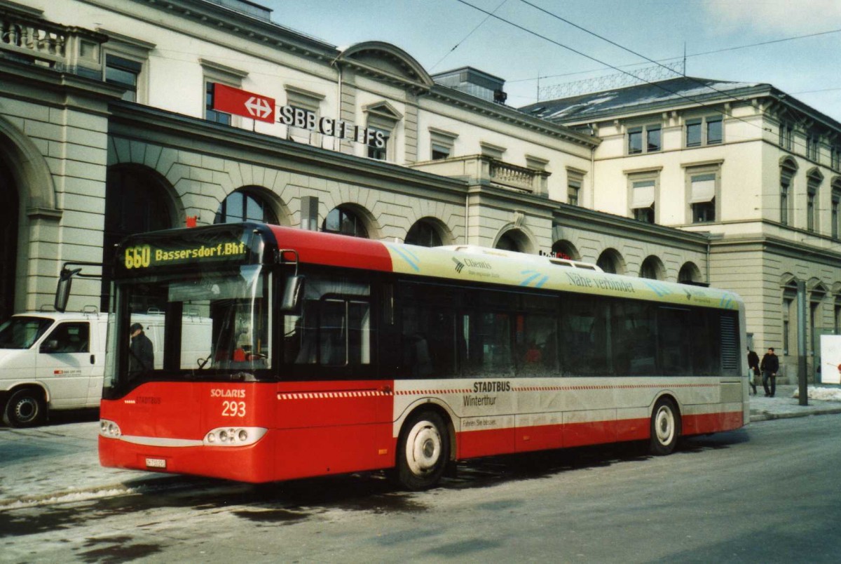 (114'518) - SW Winterthur - Nr. 293/ZH 730'293 - Solaris am 18. Februar 2009 beim Hauptbahnhof Winterthur