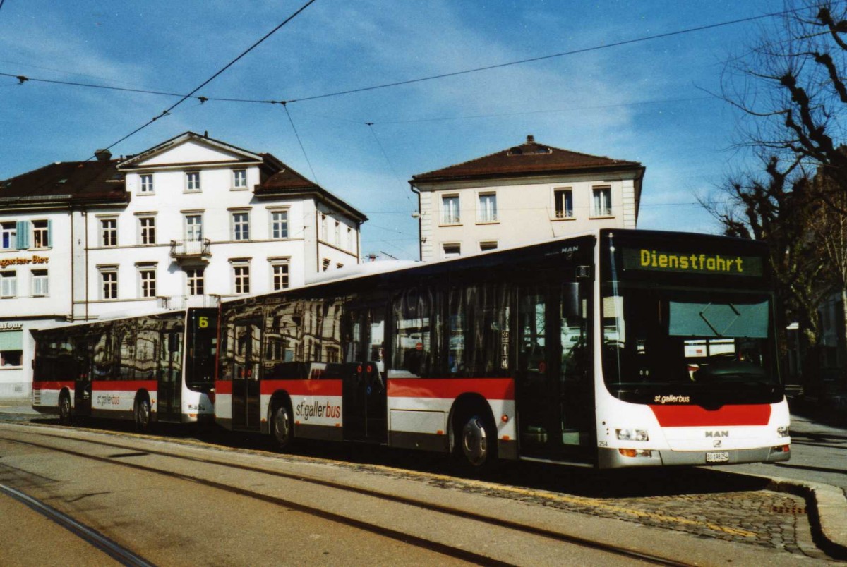 (115'407) - St. Gallerbus, St. Gallen - Nr. 254/SG 198'254 - MAN am 18. Mrz 2009 beim Bahnhof St. Gallen