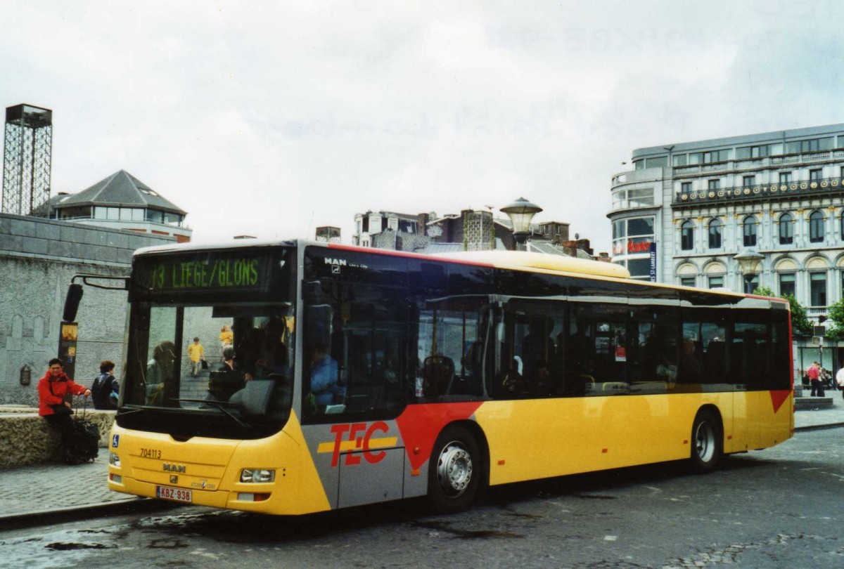 (118'704) - TEC Lige - Nr. 704'113/KBZ-938 - MAN am 8. Juli 2009 in Lige, Place Saint-Laurent