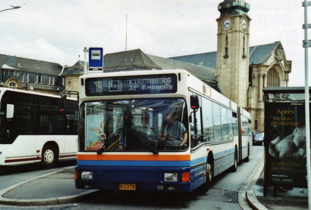 (118'727) - AVL Luxembourg - Nr. 59/B 0378 - MAN am 8. Juli 2009 beim Bahnhof Luxembourg