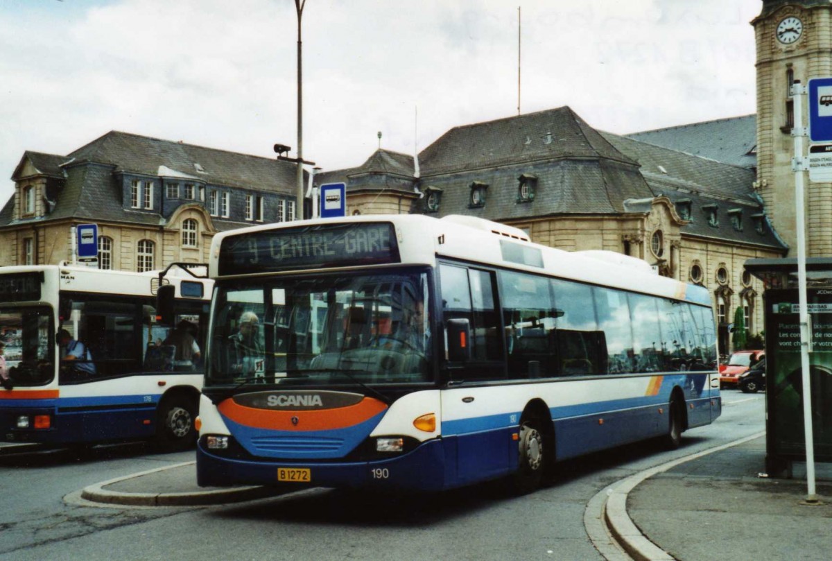 (118'729) - AVL Luxembourg - Nr. 190/B 1272 - Scania am 8. Juli 2009 beim Bahnhof Luxembourg