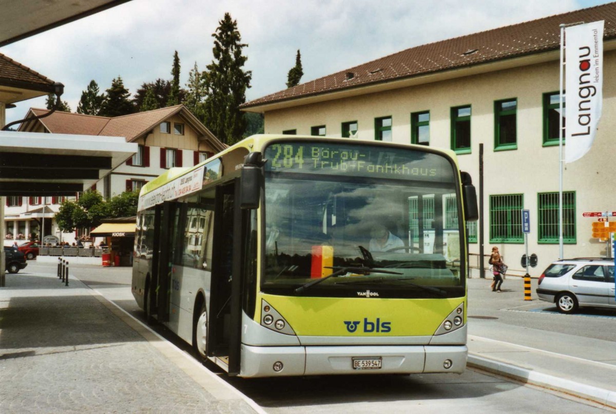 (119'103) - Busland, Burgdorf - Nr. 7/BE 539'547 - Van Hool am 11. Juli 2009 beim Bahnhof Langnau