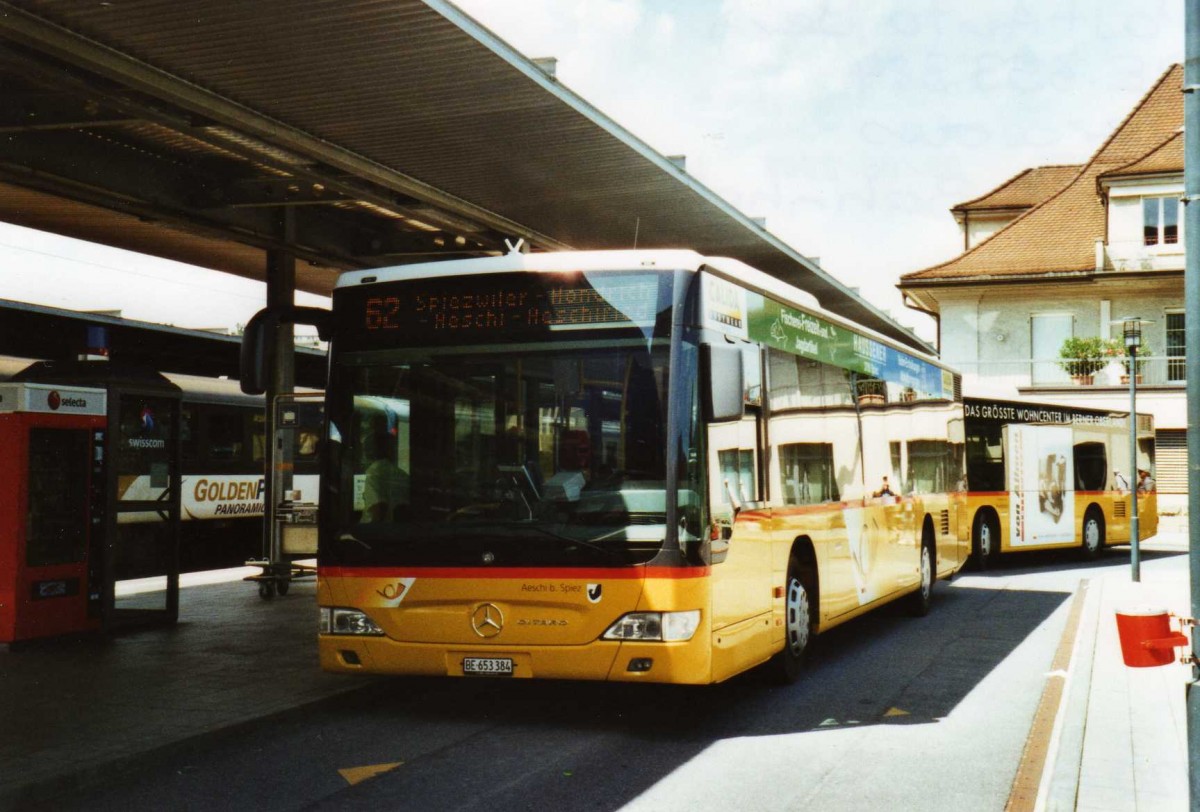 (120'102) - PostAuto Bern - BE 653'384 - Mercedes am 16. August 2009 beim Bahnhof Spiez