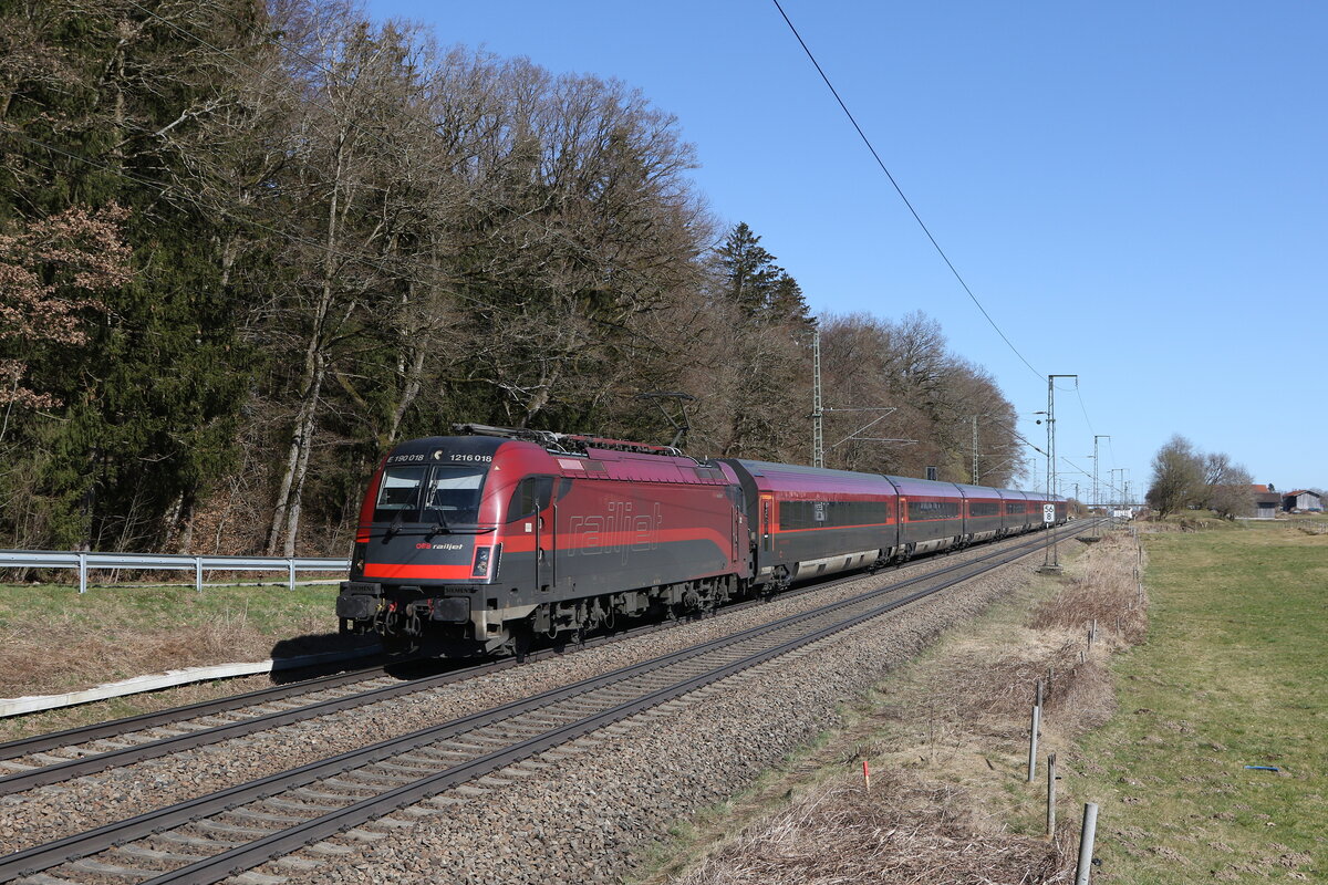 1216 018 aus Salzburg kommend am 20. Mrz 2025 bei Hufschlag.