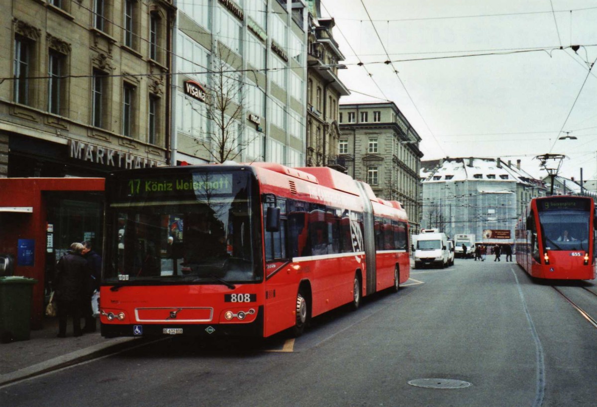 (124'331) - Bernmobil, Bern - Nr. 808/BE 612'808 - Volvo am 15. Februar 2010 beim Bahnhof Bern