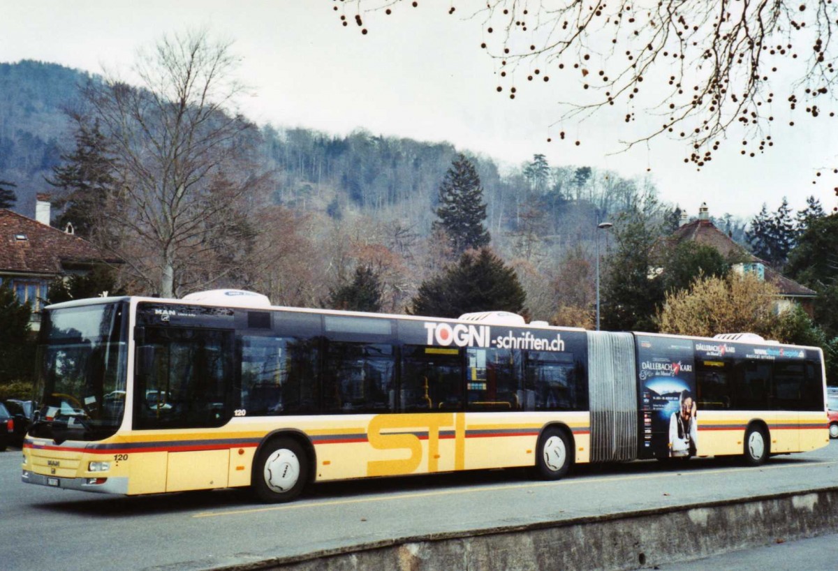 (124'734) - STI Thun - Nr. 120/BE 700'120 - MAN am 9. Mrz 2010 bei der Schifflndte Thun