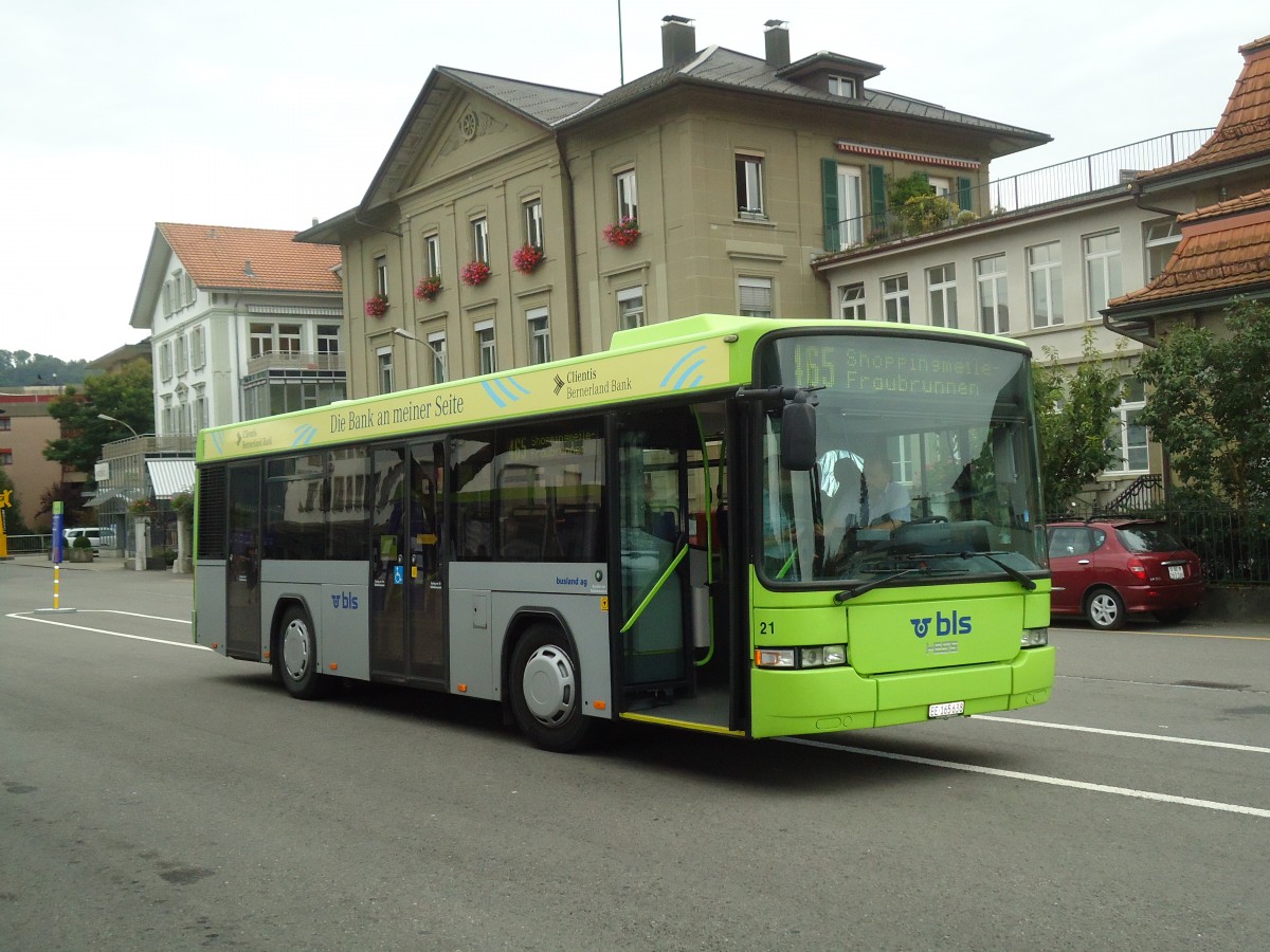 (129'112) - Busland, Burgdorf - Nr. 21/BE 165'638 - Scania/Hess am 23. August 2010 beim Bahnhof Burgdorf