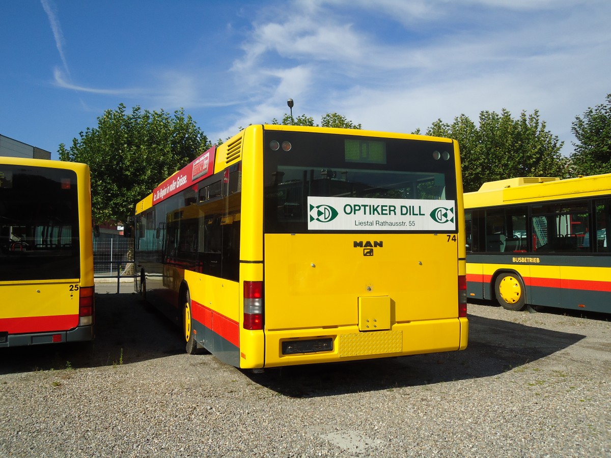 (129'667) - AAGL Liestal - Nr. 74 - MAN (ex Nr. 66) am 12. September 2010 in Kloten, EvoBus