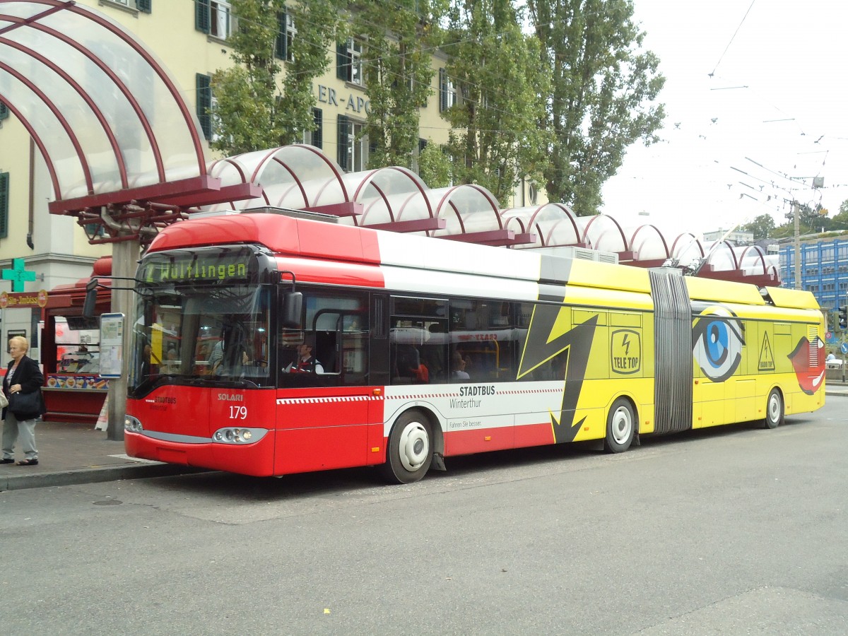 (129'708) - SW Winterthur - Nr. 179 - Solaris Gelenktrolleybus am 15. September 2010 beim Hauptbahnhof Winterthur