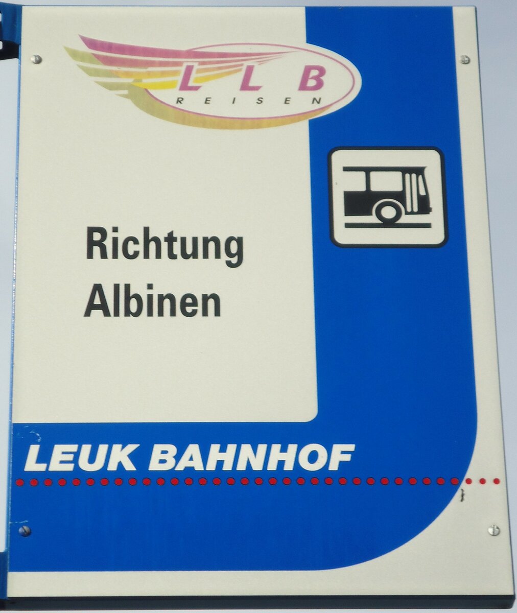 (130'851) - LLB-Haltestellenschild - Leuk, Bahnhof - am 1. November 2010