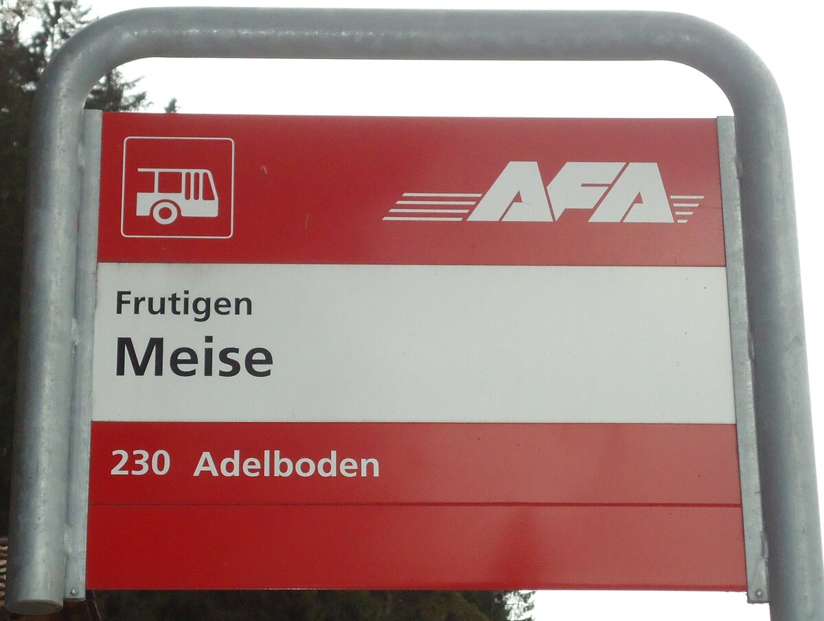 (130'973) - AFA-Haltestellenschild - Frutigen, Meise - am 15. November 2010