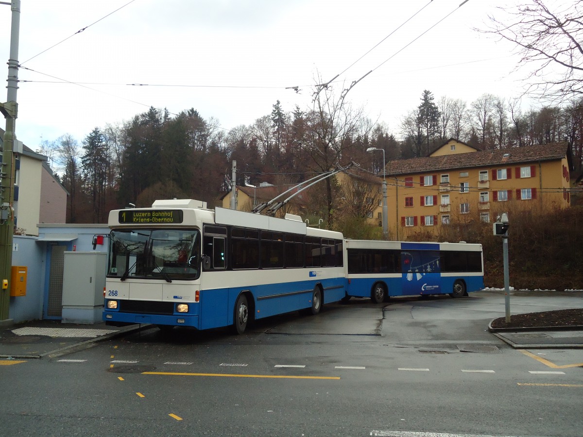 (131'485) - VBL Luzern - Nr. 268 - NAW/R&J-Hess Trolleybus am 8. Dezember 2010 in Luzern, Maihof
