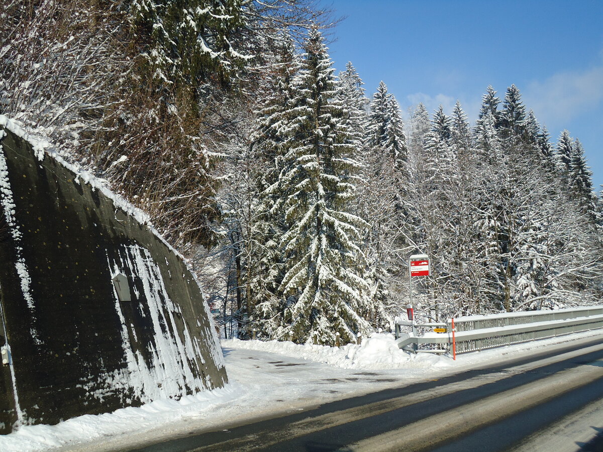 (131'699) - AFA-Haltestelle am 26. Dezember 2010 in Frutigen, Gantengraben