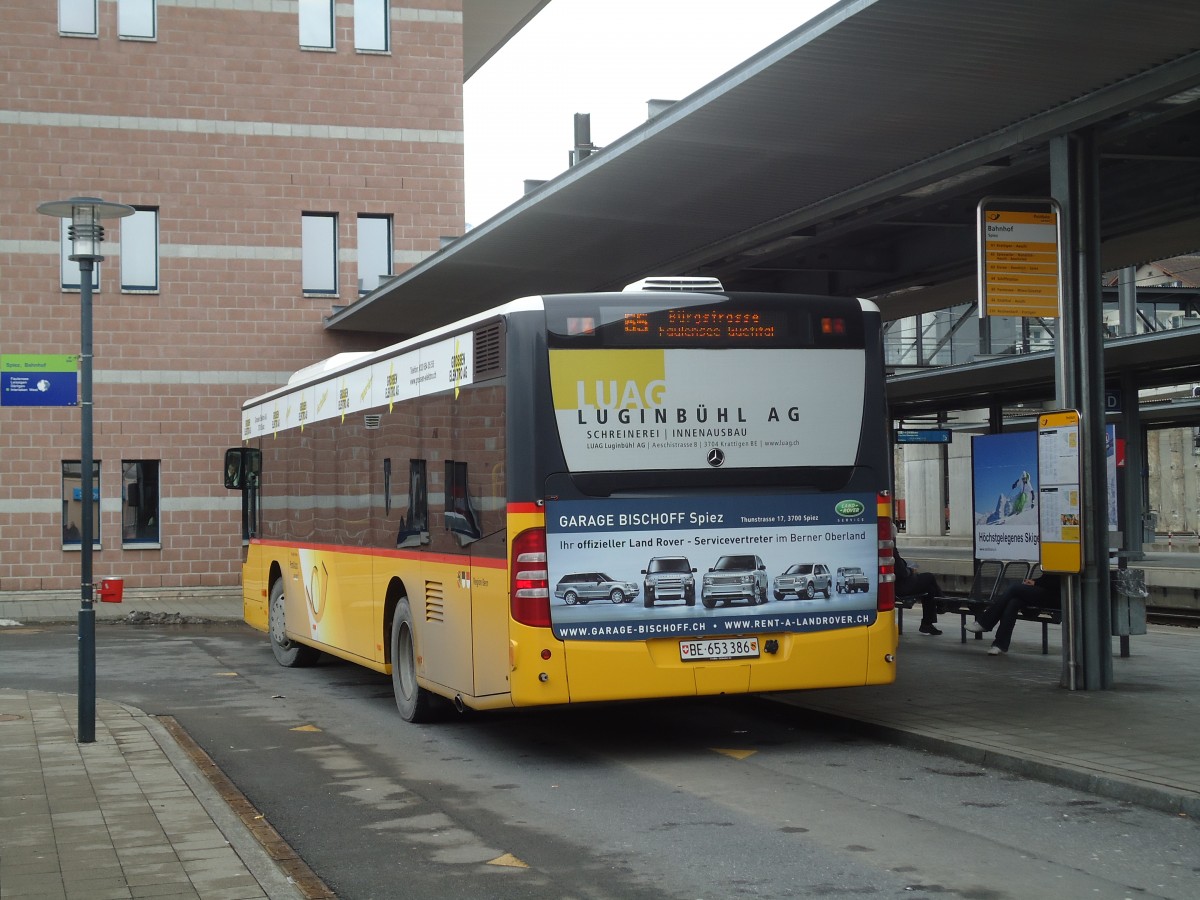 (132'286) - PostAuto Bern - BE 653'386 - Mercedes am 9. Januar 2011 beim Bahnhof Spiez