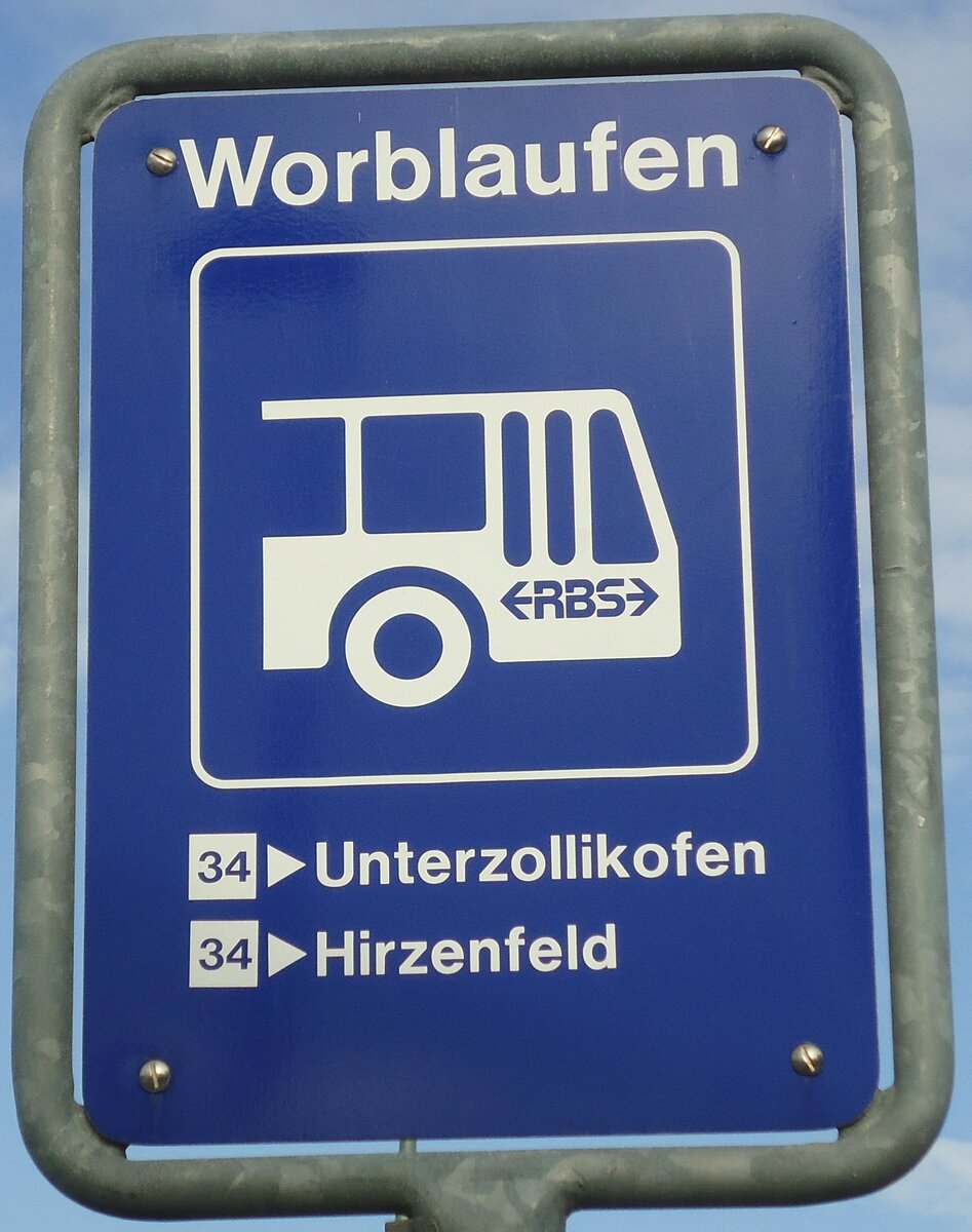 (132'434) - RBS-Haltestellenschild - Worblaufen, worblaufen - am 24. Januar 2011