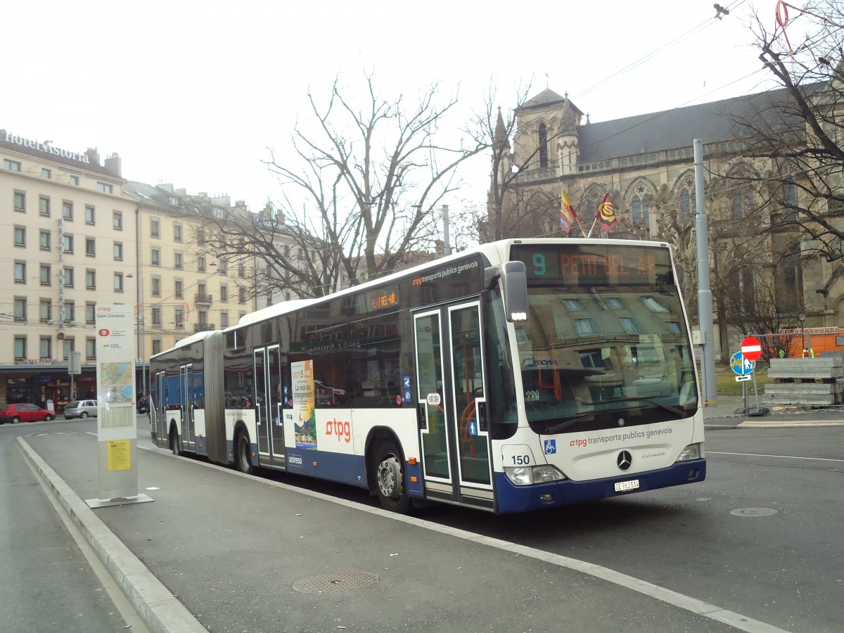 (132'814) - TPG Genve - Nr. 150/GE 960'534 - Mercedes am 10. Mrz 2011 beim Bahnhof Genve