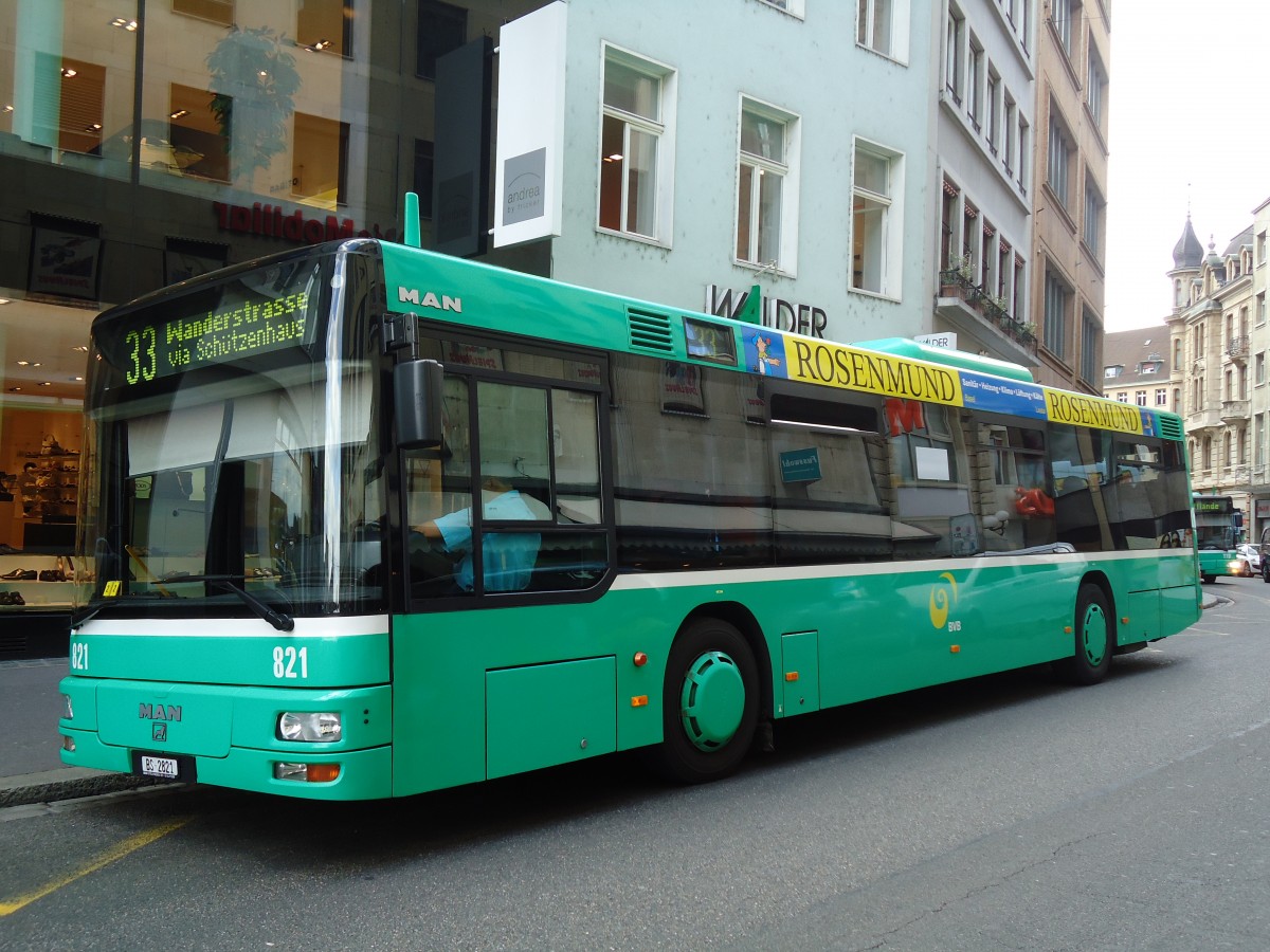 (133'710) - BVB Basel - Nr. 821/BS 2821 - MAN am 16. Mai 2011 in Basel, Schifflnde