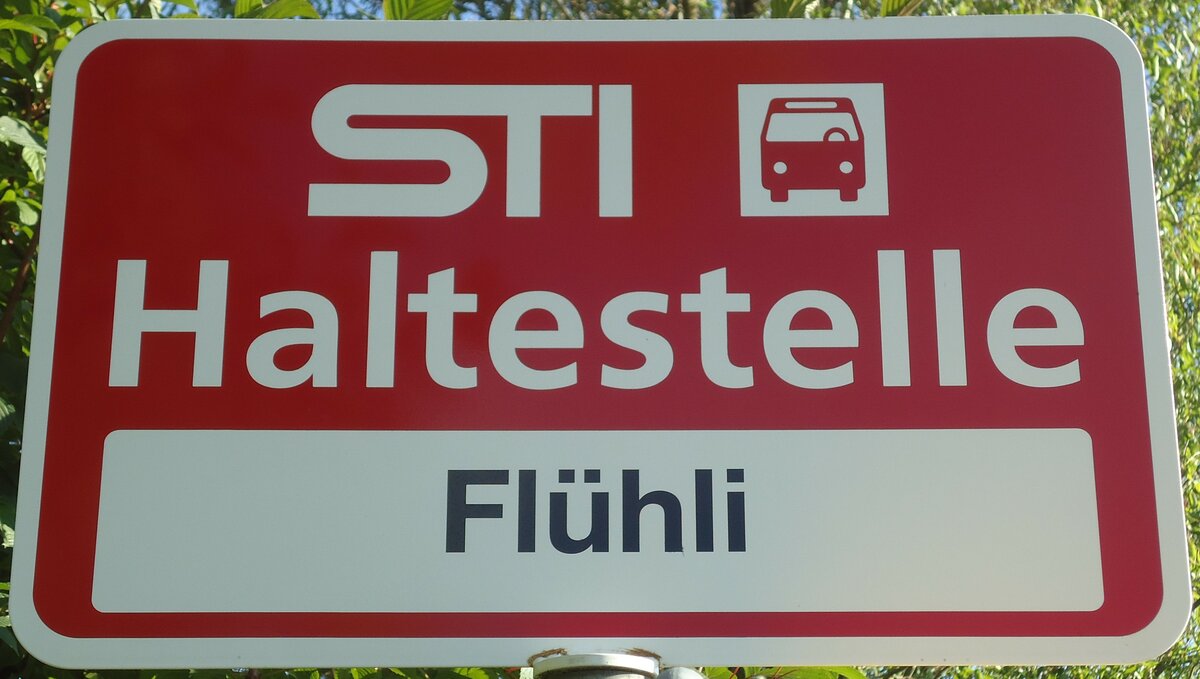 (133'917) - STI-Haltestellenschild - Steffisburg, Flhli - am 29. Mai 2011