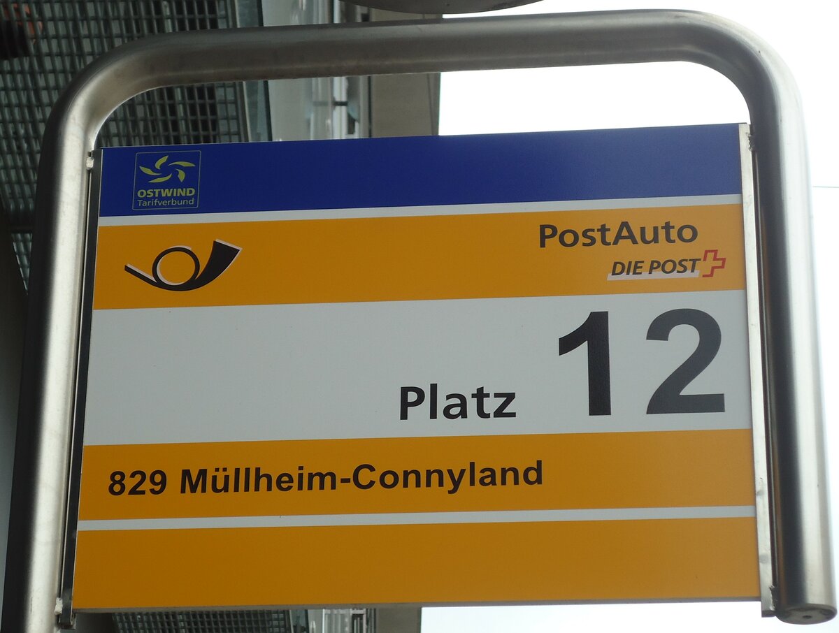 (134'937) - PostAuto-Haltestellenschild - Frauenfeld, Bahnhof - am 10. Juli 2011