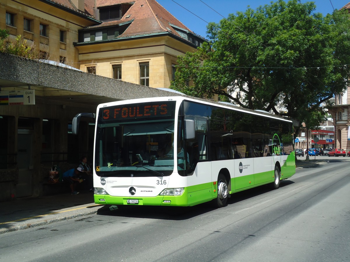 (135'028) - TRN La Chaux-de-Fonds - Nr. 316/NE 56'216 - Mercedes am 11. Juli 2011 beim Bahnhof La Chaux-de-Fonds