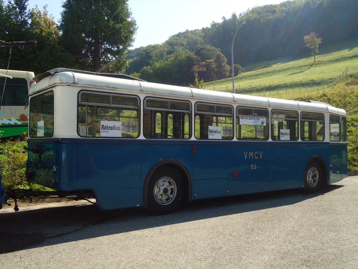 (135'576) - VMCV Clarens (Rtrobus) - Nr. 53 - Rochat/Moser Personenanhnger am 20. August 2011 in Moudon, Rtrobus