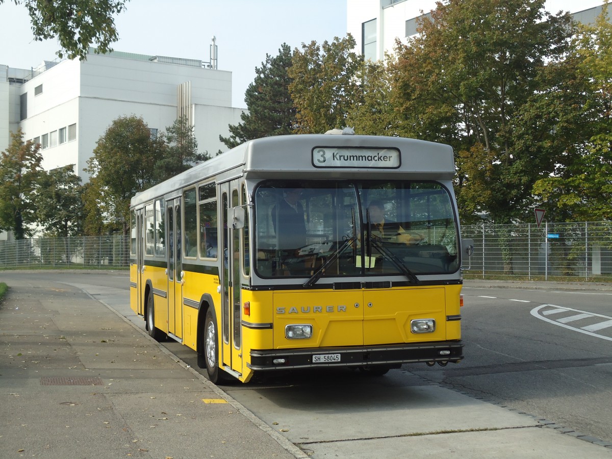 (136'042) - Wanner, Schleitheim - SH 58'045 - Saurer/Hess (ex Ruklic, Schaffhausen; ex VBSH Schaffhausen Nr. 40; ex VBSH Schaffhausen Nr. 19) am 25. September 2011 in Schaffhausen, Gemsstbli