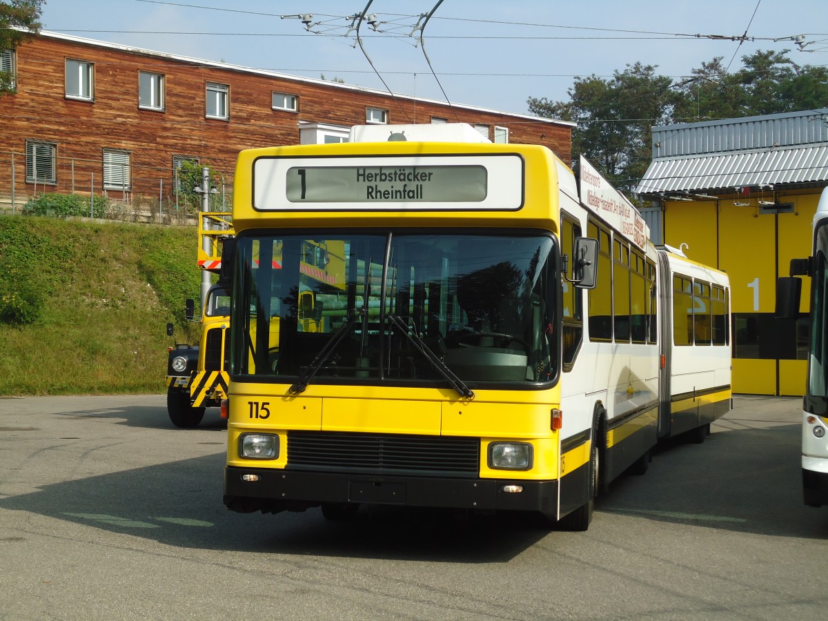 (136'064) - VBSH Schaffhausen - Nr. 115 - NAW/Hess Gelenktrolleybus am 25. September 2011 in Schaffhausen, Busdepot