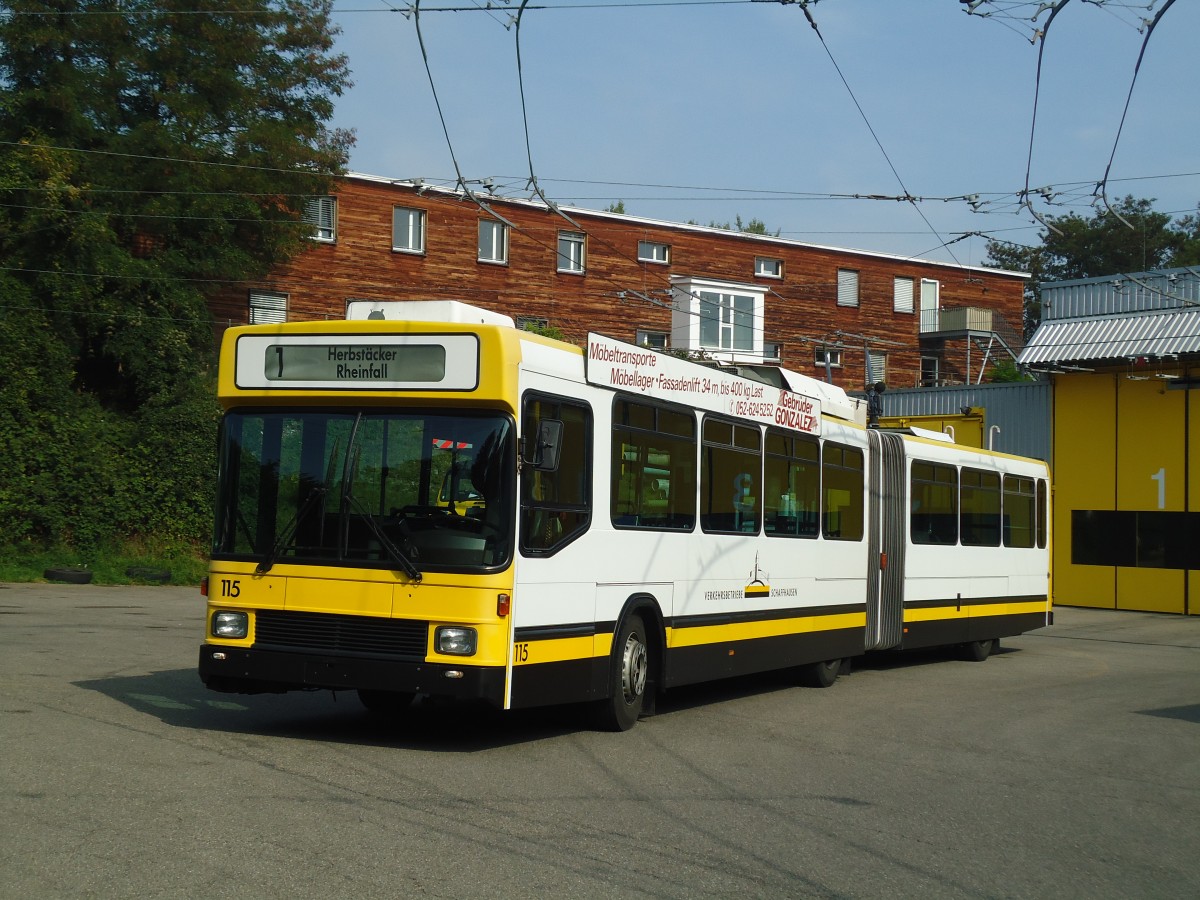 (136'066) - VBSH Schaffhausen - Nr. 115 - NAW/Hess Gelenktrolleybus am 25. September 2011 in Schaffhausen, Busdepot