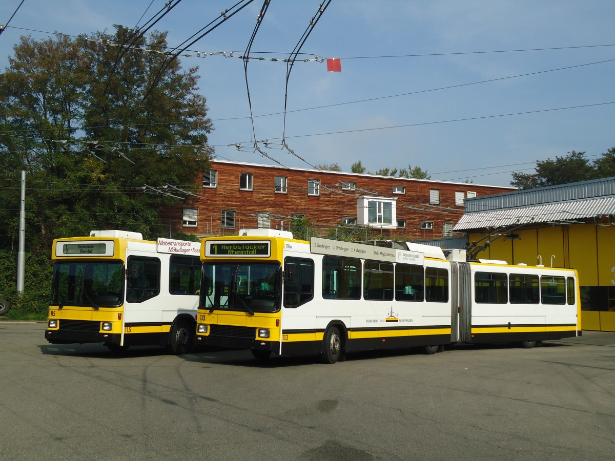 (136'072) - VBSH Schaffhausen - Nr. 113 - NAW/Hess Gelenktrolleybus am 25. September 2011 in Schaffhausen, Busdepot