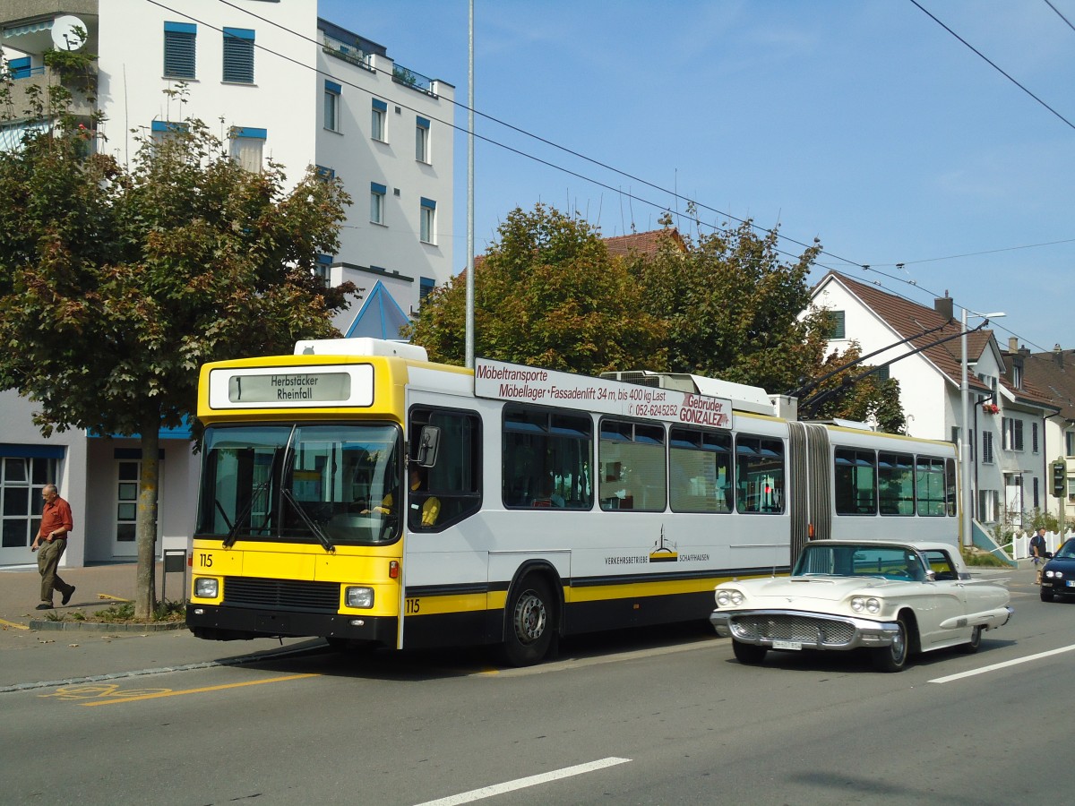 (136'173) - VBSH Schaffhausen - Nr. 115 - NAW/Hess Gelenktrolleybus am 25. September 2011 in Neuhausen, Neue Welt