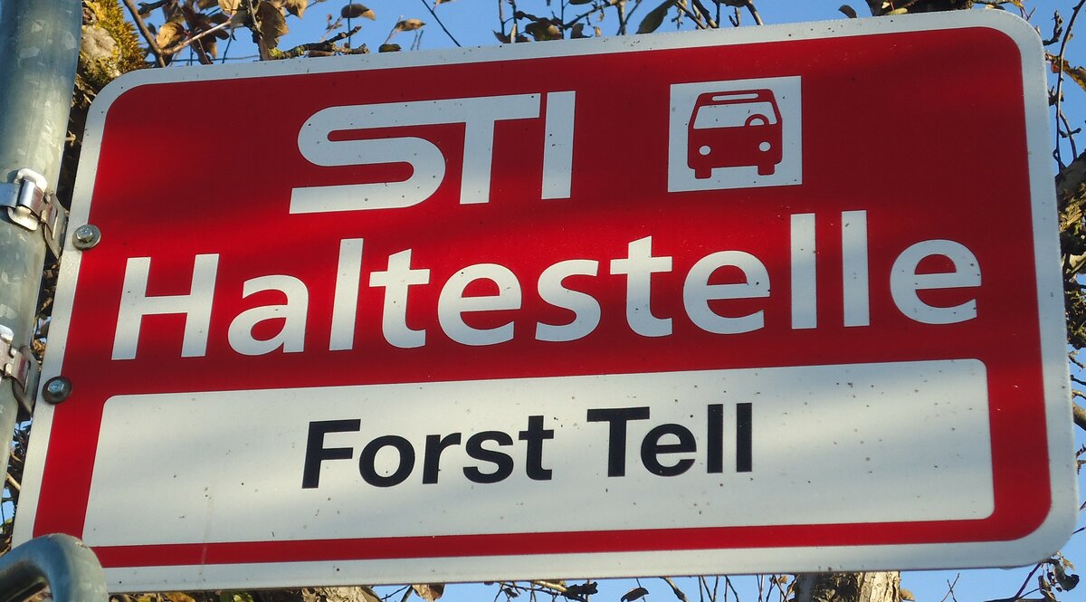 (136'799) - STI-Haltestellenschild - Forst, Forst Tell - am 22. November 2011