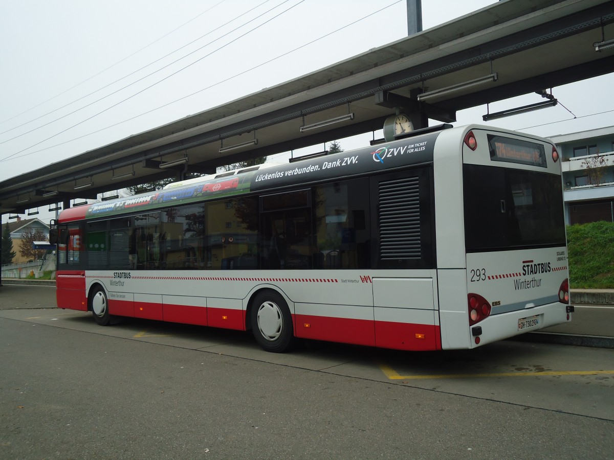 (136'937) - SW Winterthur - Nr. 293/ZH 730'293 - Solaris am 24. November 2011 beim Bahnhof Seuzach