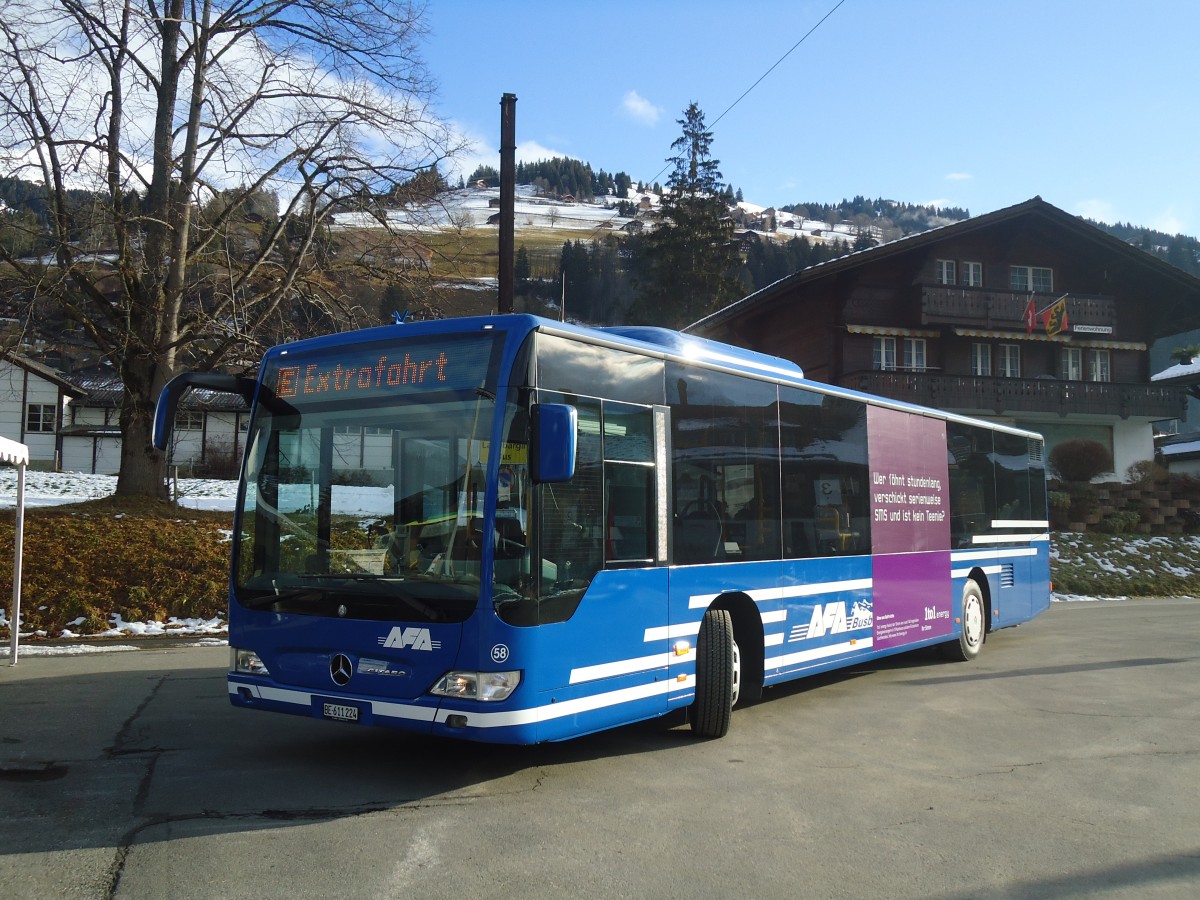 (137'130) - AFA Adelboden - Nr. 58/BE 611'224 - Mercedes am 11. Dezember 2011 beim Bahnhof Lenk