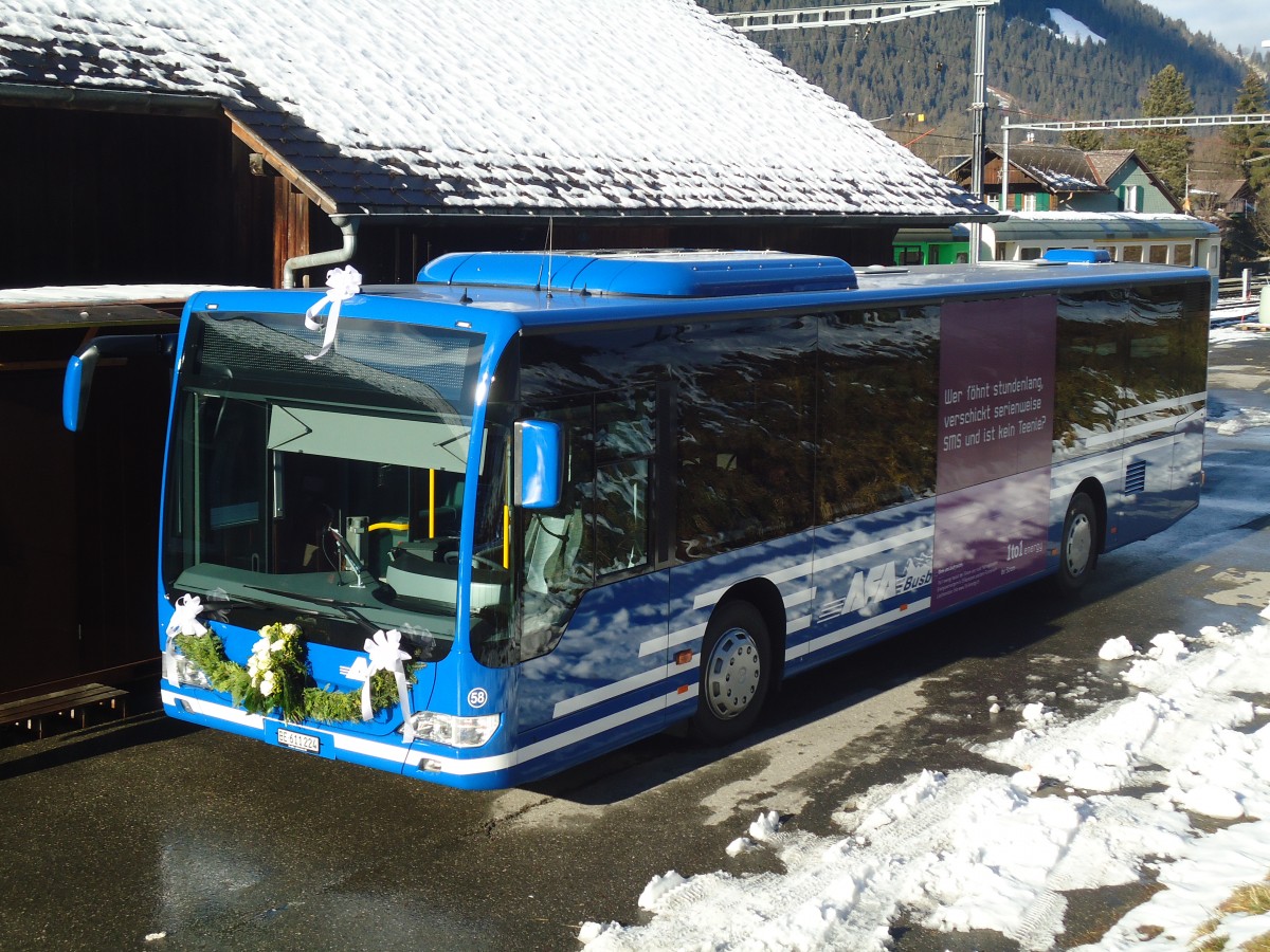 (137'138) - AFA Adelboden - Nr. 58/BE 611'224 - Mercedes am 11. Dezember 2011 beim Bahnhof Lenk