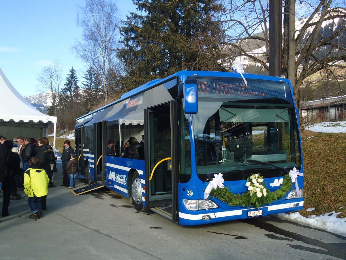 (137'179) - AFA Adelboden - Nr. 58/BE 611'224 - Mercedes am 11. Dezember 2011 beim Bahnhof Lenk