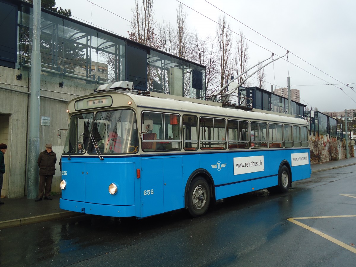 (137'286) - TL Lausanne (Rtrobus) - Nr. 656 - FBW/Eggli Trolleybus am 18. Dezember 2011 in Lausanne, Bourdonnette