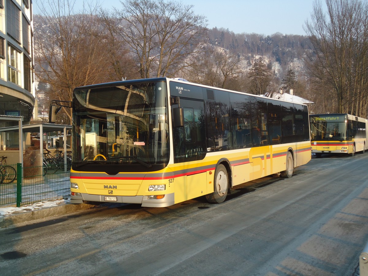 (137'659) - STI Thun - Nr. 127/BE 700'127 - MAN am 12. Februar 2012 bei der Schifflndte Thun