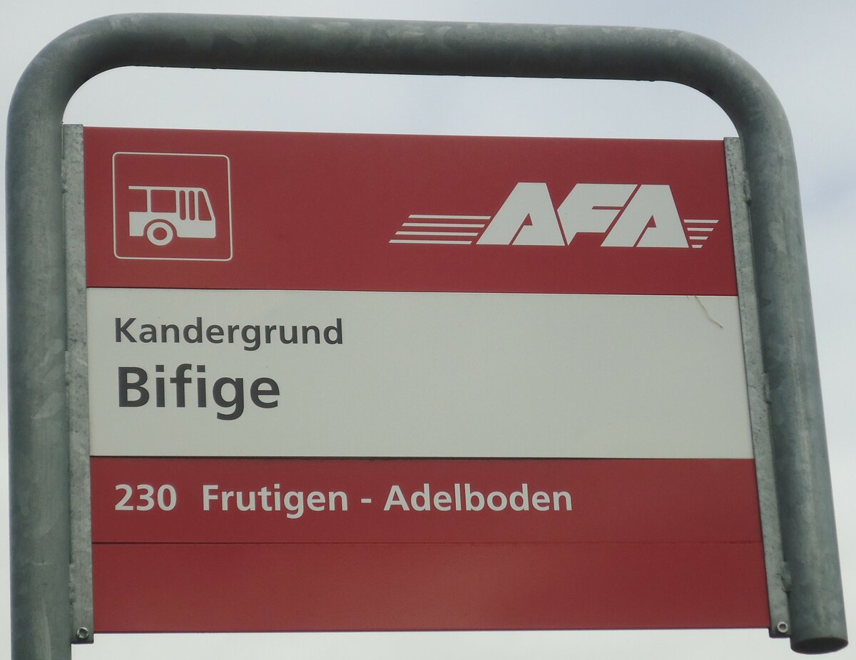 (138'455) - AFA-Haltestellenschild - Kandergrund, Bifige - am 6. April 2012
